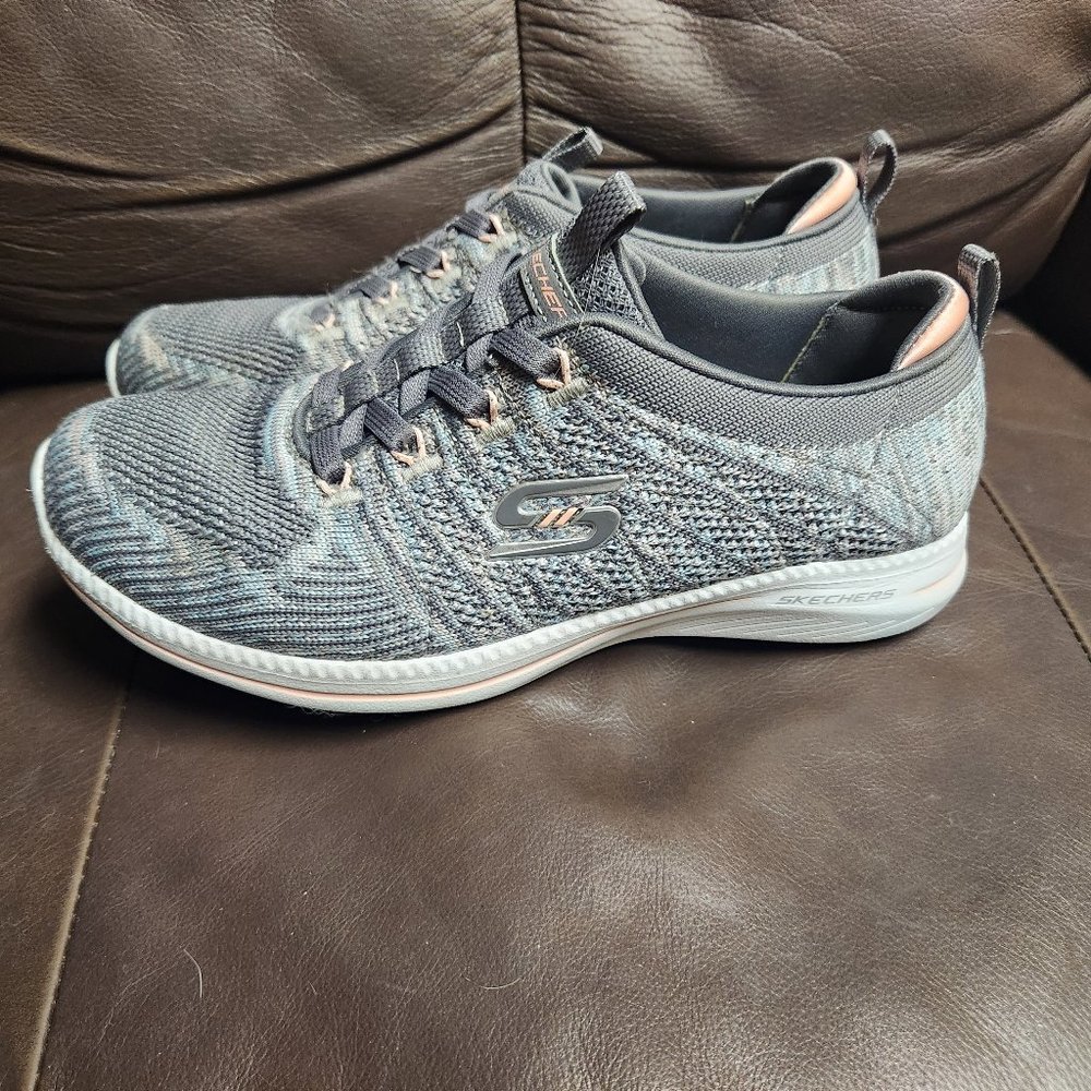 Grey and Pink Sketchers Shoes